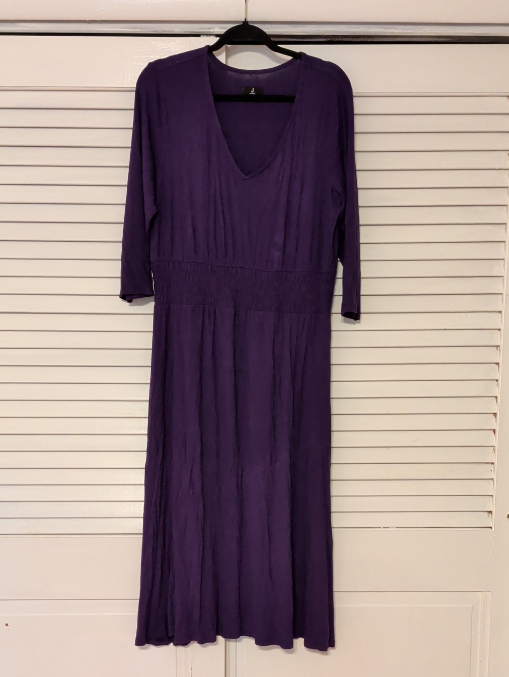 Jason Wu Deep Purple V-Neck Midi Dress with Elastic Waist